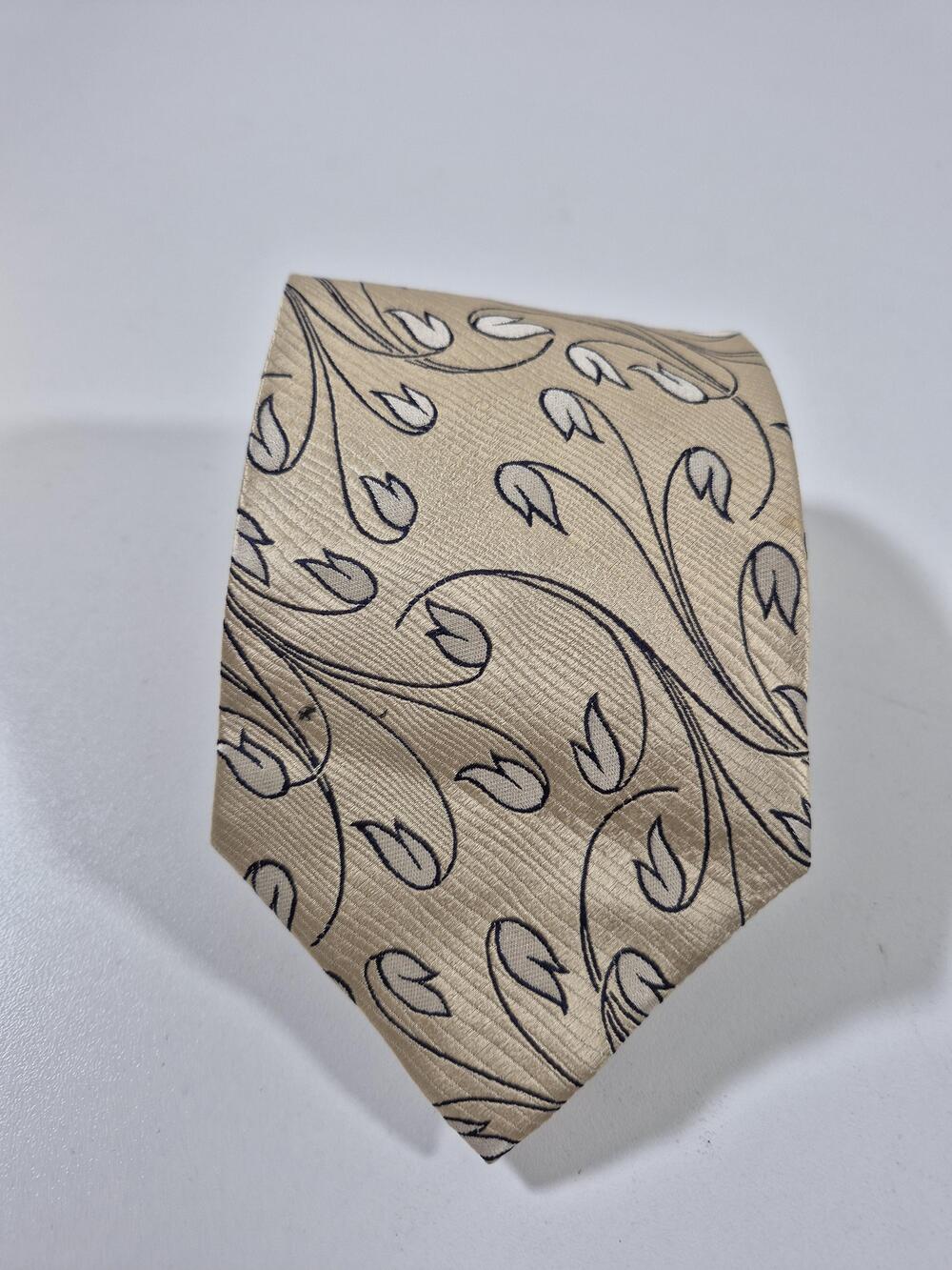 Vitaliano Pancaldi Tie Men's OS Beige Floral 100% Silk Jacquard Italy FLAW